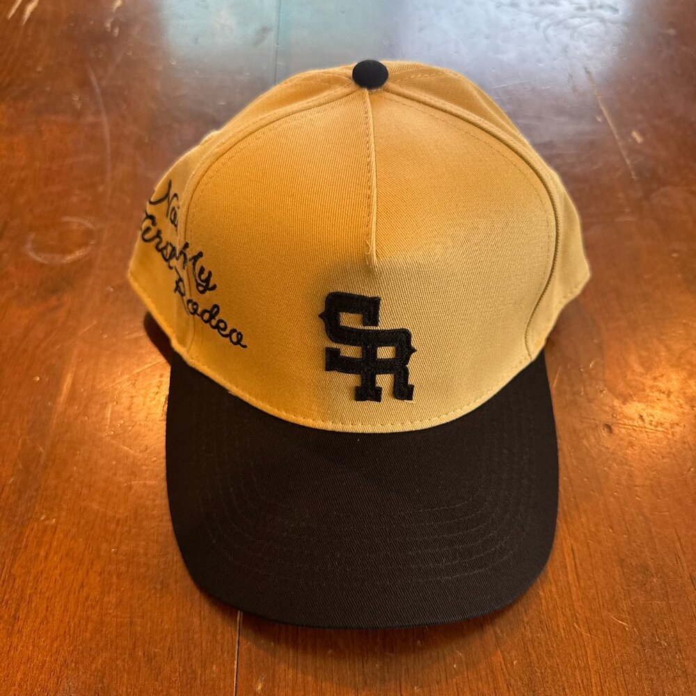 Stevenson Ranch SR Logo Tan Black Snapback Hat Not My First Rodeo